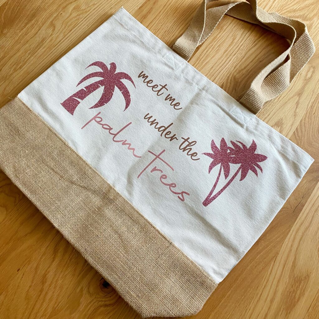 Jutetasche Baumwolle groß Strandtasche Palm trees