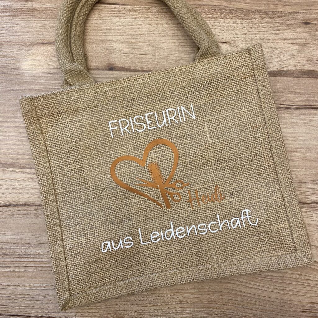 Jutetasche Friseurin aus Leidenschaft Sonderwunsch