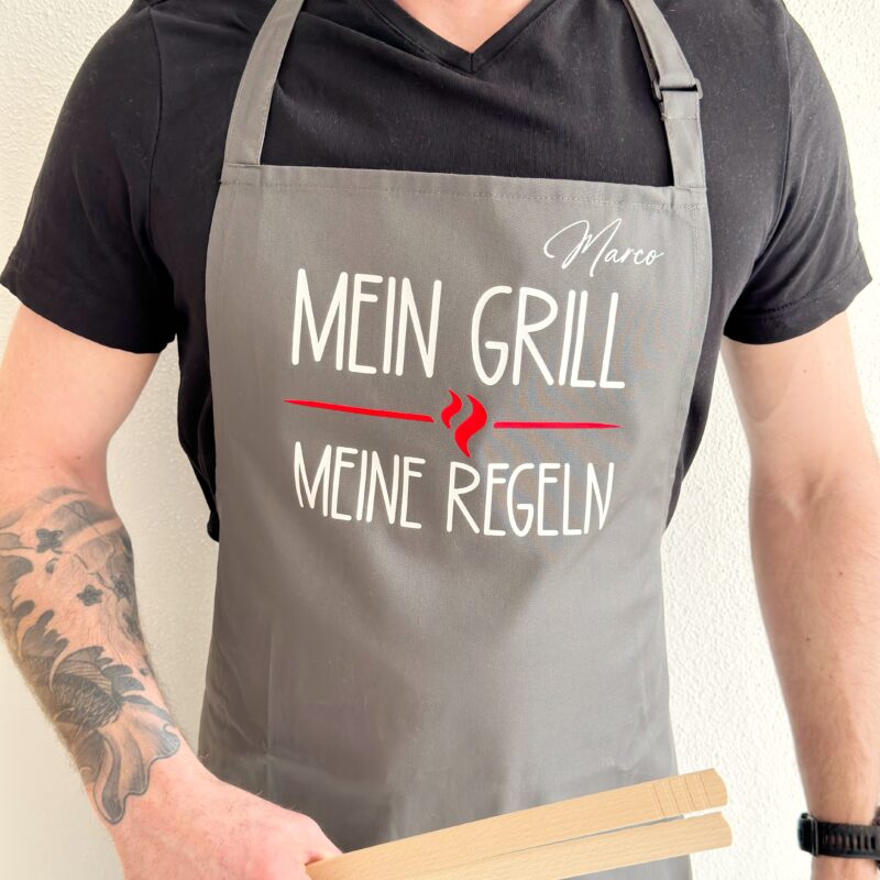 Grillschürze mein Grill meine Regeln Männergeschenk personalisiert