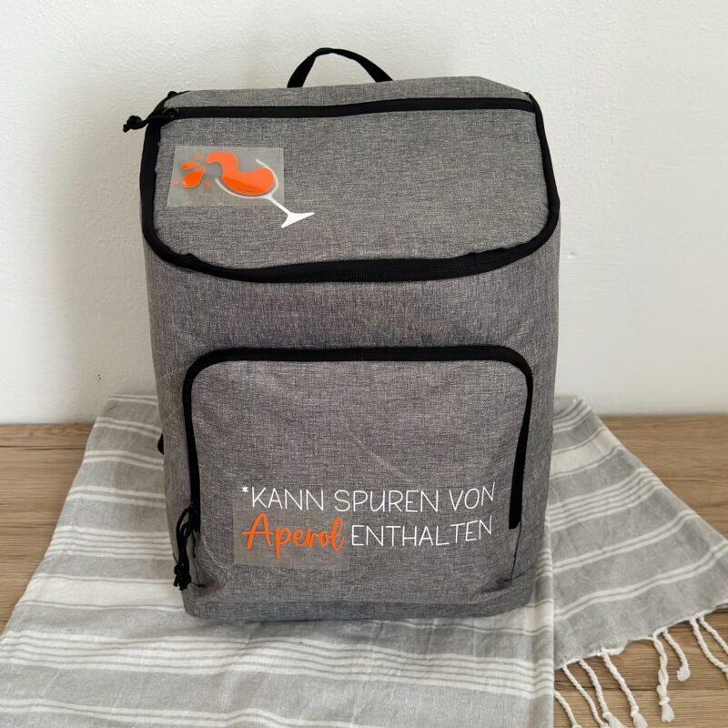 Kühlrucksack / Kühltasche kann Spuren von Aperol enthalten