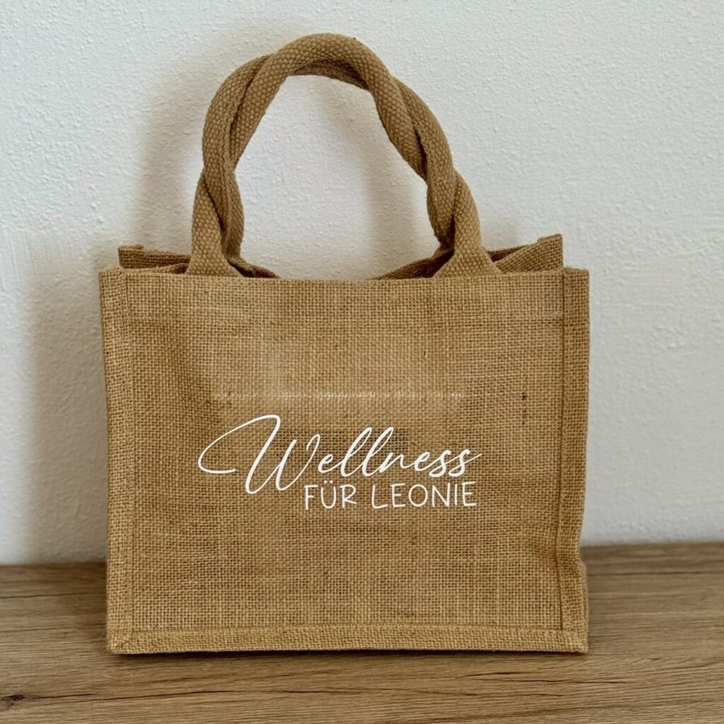 Jutetasche mini natur mit individuellem Aufdruck